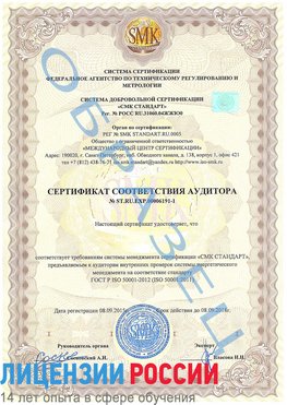 Образец сертификата соответствия аудитора №ST.RU.EXP.00006191-1 Зеленоград Сертификат ISO 50001